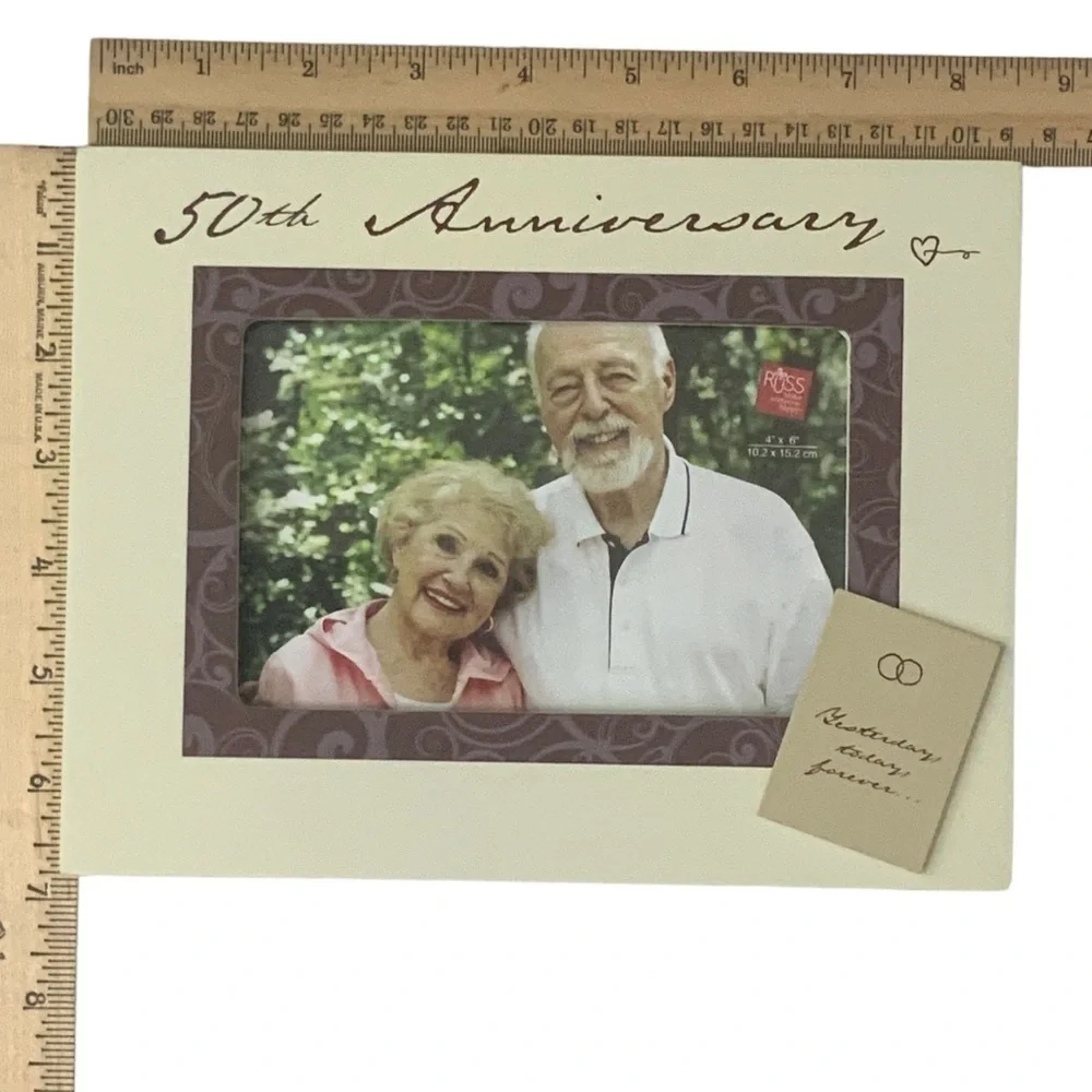 50 Wedding Anniversary Photo Keepsake Frame Earth Tones Holds 4 x 6 in Photo New